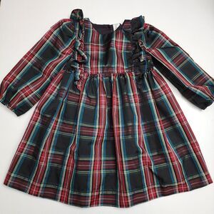 Girls baby Gap Tartan Plaid Ruffled Holiday Christmas Long Sleeve Dress Size 4